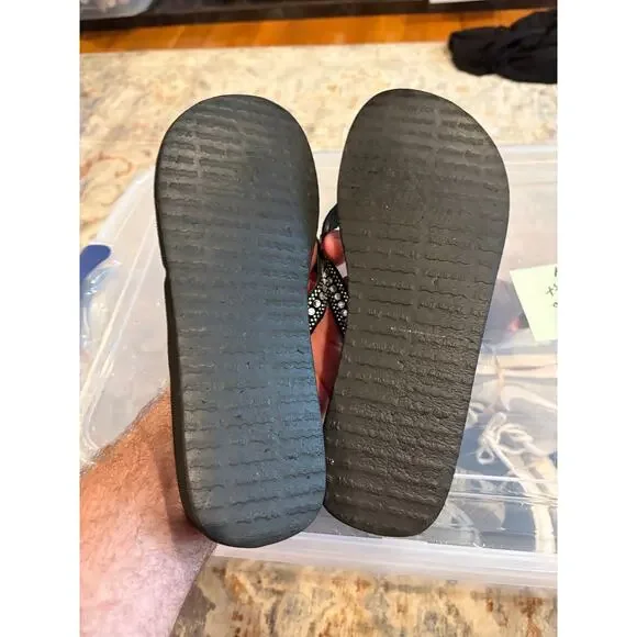 Yellow Box Women Black Rhinestone Flip Flops Sandals Size 8.5 - Picture 6 of 9